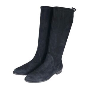 Stuart Weitzman Women's Lilene US 9 Black Suede Stretch Pull On Knee High Boots